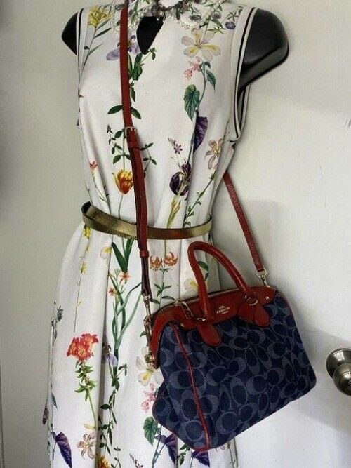 coach navy red fabric cross body bag