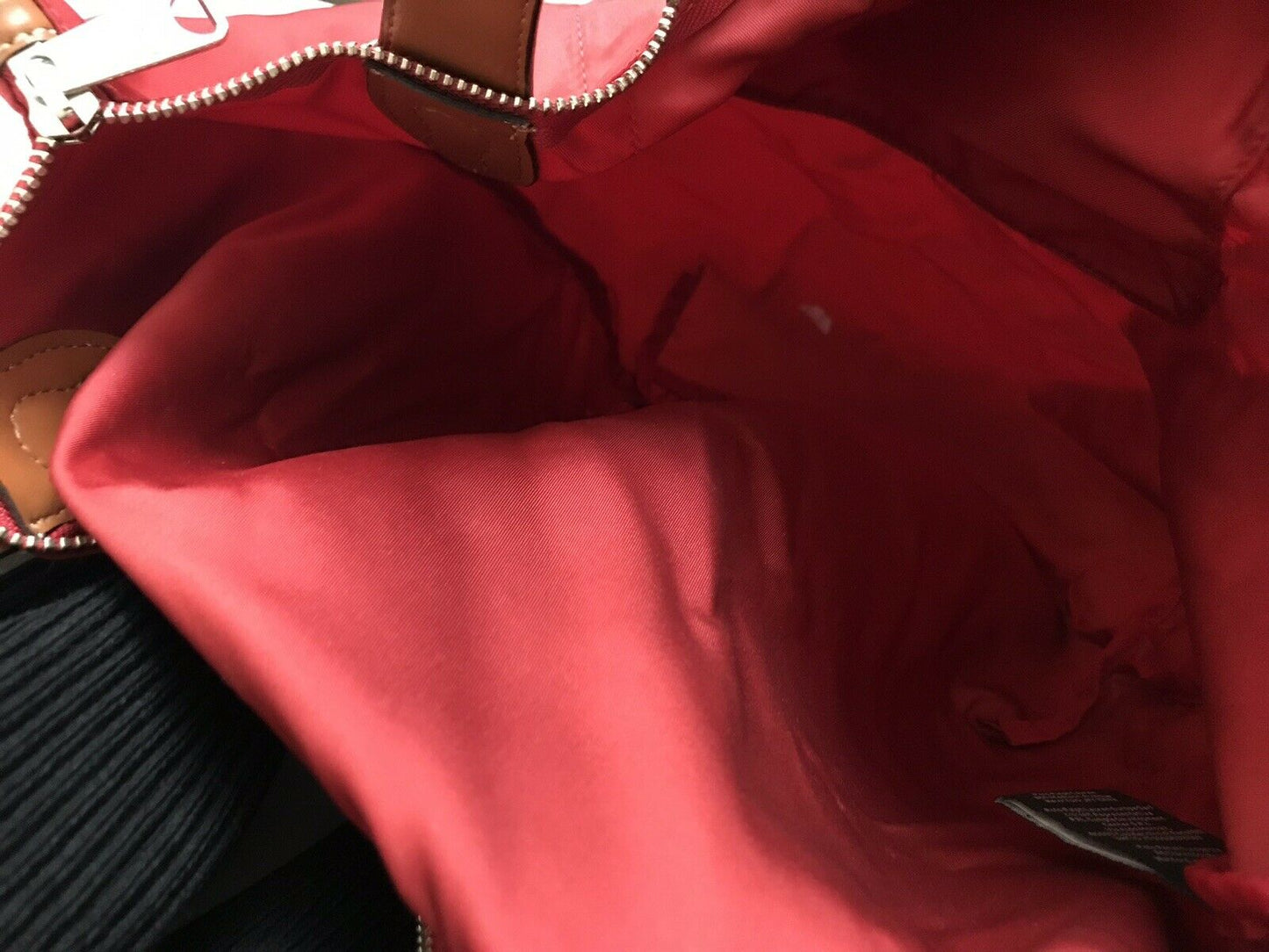 RALPH LAUREN Extra Large Red Nylon Tote With Leather Detail