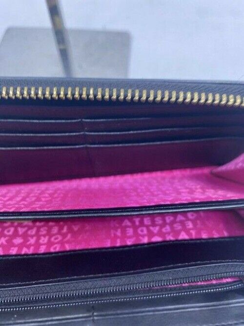 Kate Spade Black White Sailing Striped Large Wallet