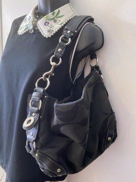 coach mini bag black fabric tote