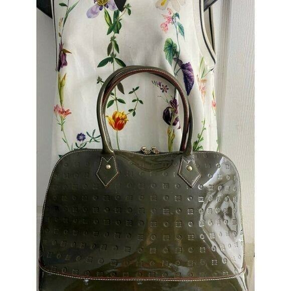 Arcadia Olive Patent Leather Handbag