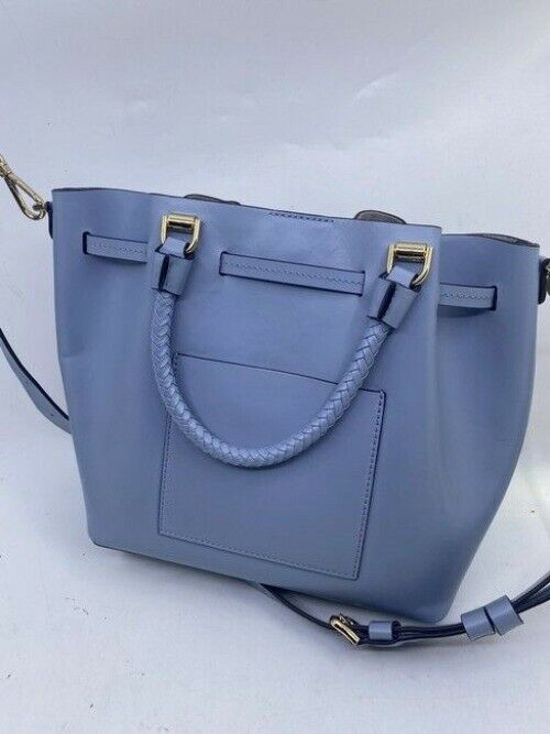 Michael Kors Bucket Blakely Blue Leather Cross Body Bag