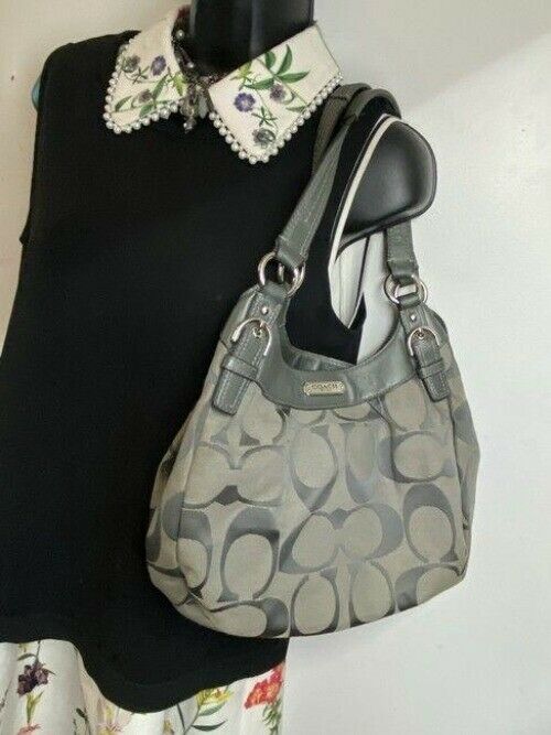 coach eddie tan olive jacquard fabric tote