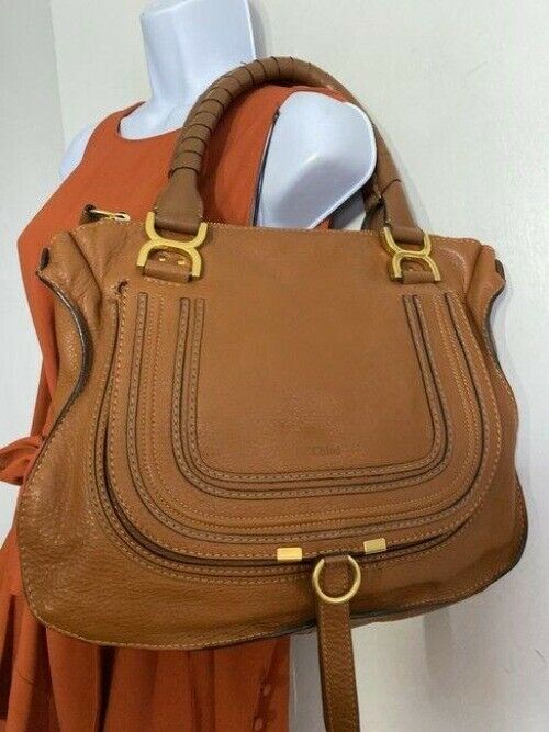chloe marcie tan leather satchel