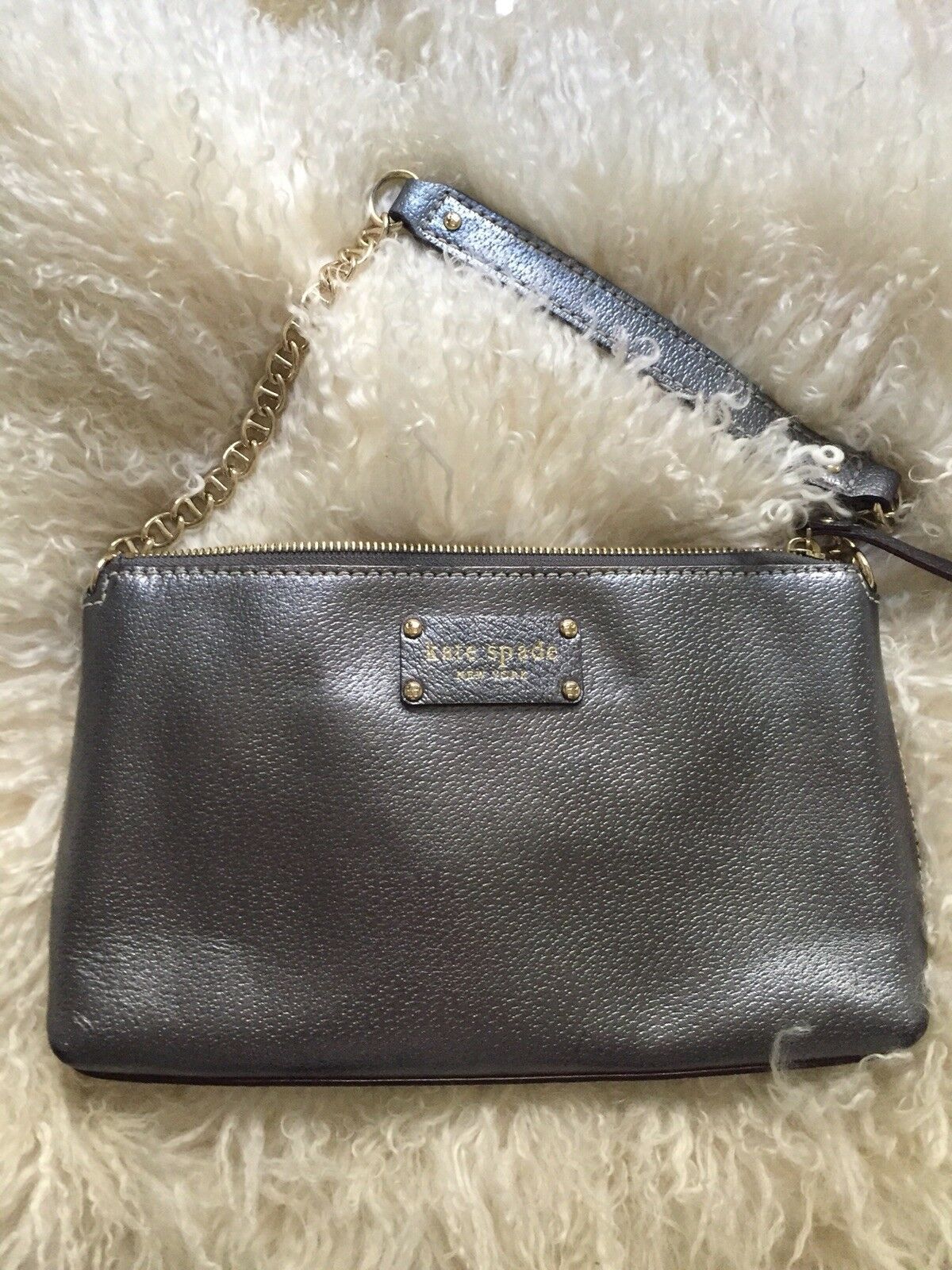 KATE SPADE Silver Grey Mini Purse/ Clutch