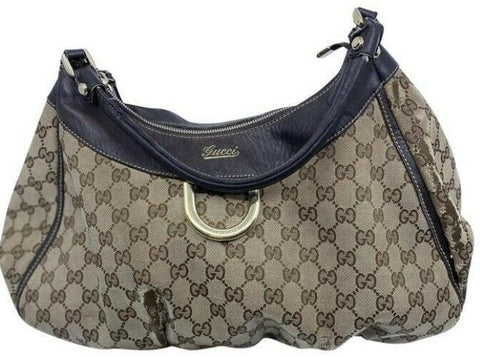 Gucci tote all over logo beige brown jacquard fabric hobo bag