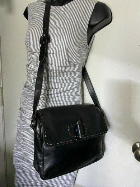 prada vintage black leather cross body bag