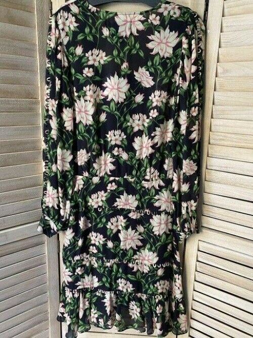 Nicole Miller Black Green Pink New Floral Msrp Short Casual Dress