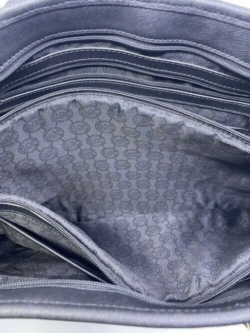 Michael Kors Jet Set Large Travel Top Zip Device Black Saffiano Leather Shoulder