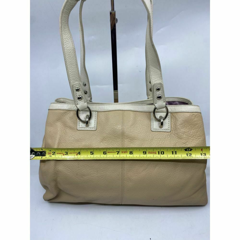 COACH Medium/ Large Leather Tan White Shoulder Bag