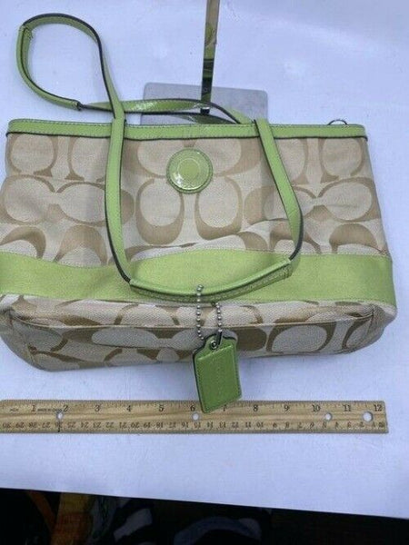 Coach Shopper Green Fabric Shoulder Bag