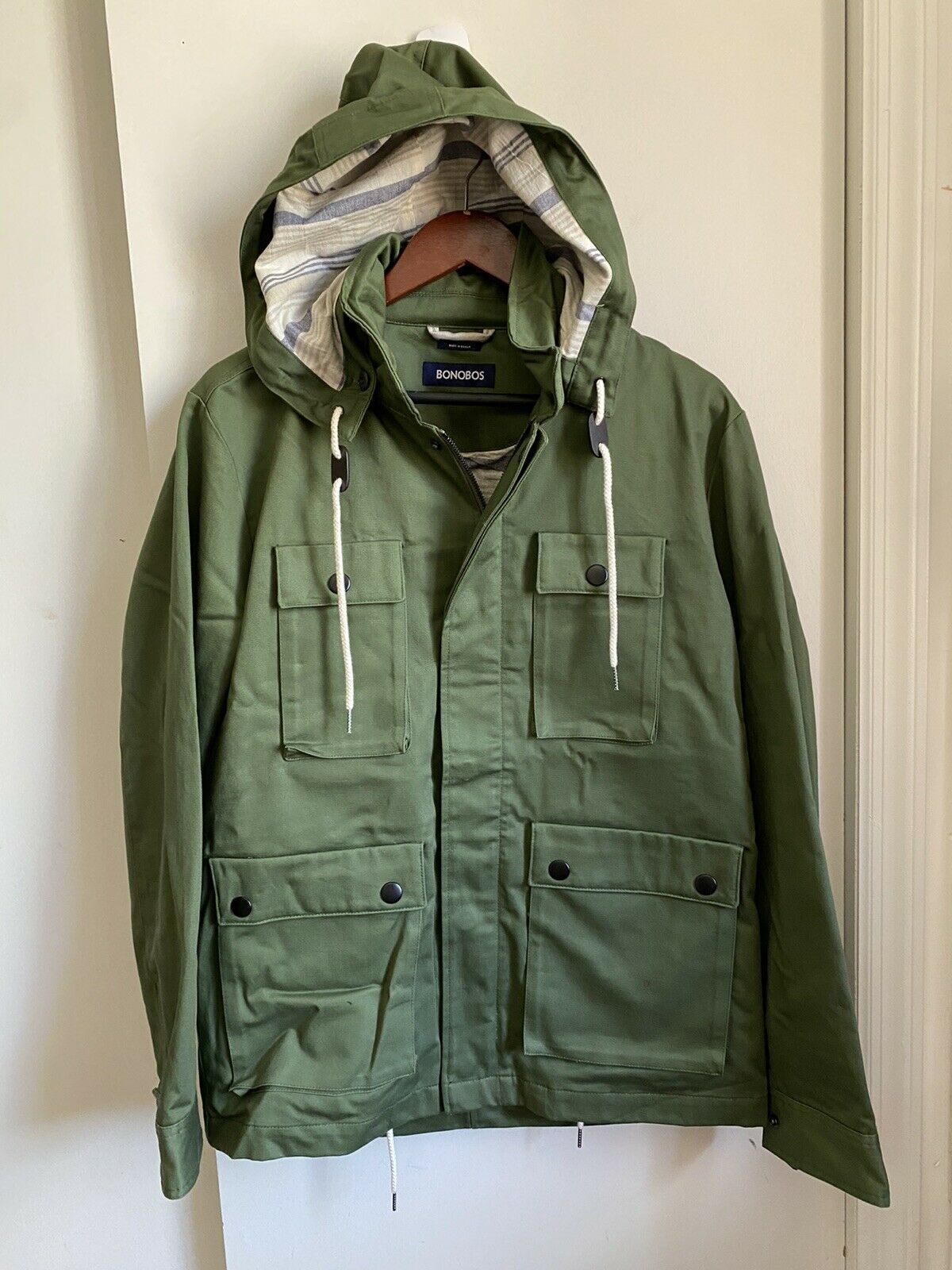 New! BONOBOS Field Jacket W/ Hoodie Olive Size Medium