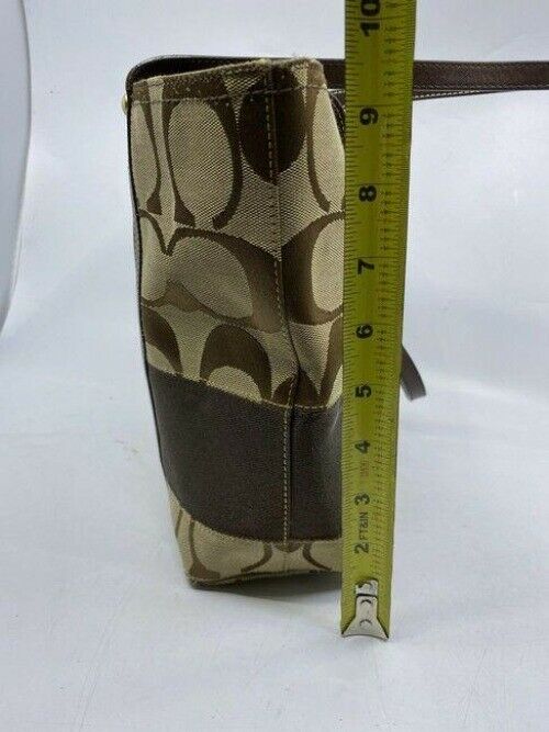 coach beige brown fabric shoulder bag