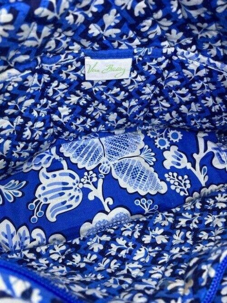 Vera Bradley Large Quilted White Blue Shoulder Bag