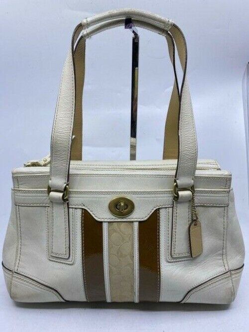 coach leather white shoulder bag