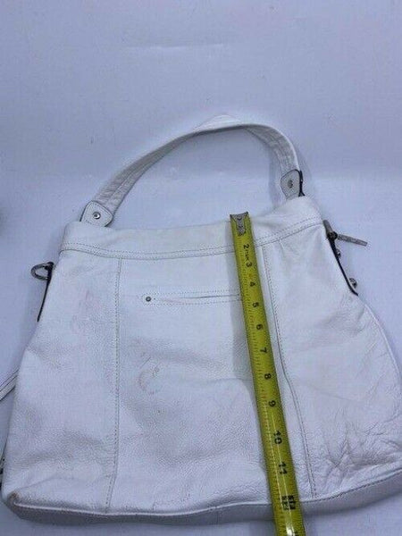b makowsky zipper front large white leather shoulder bag