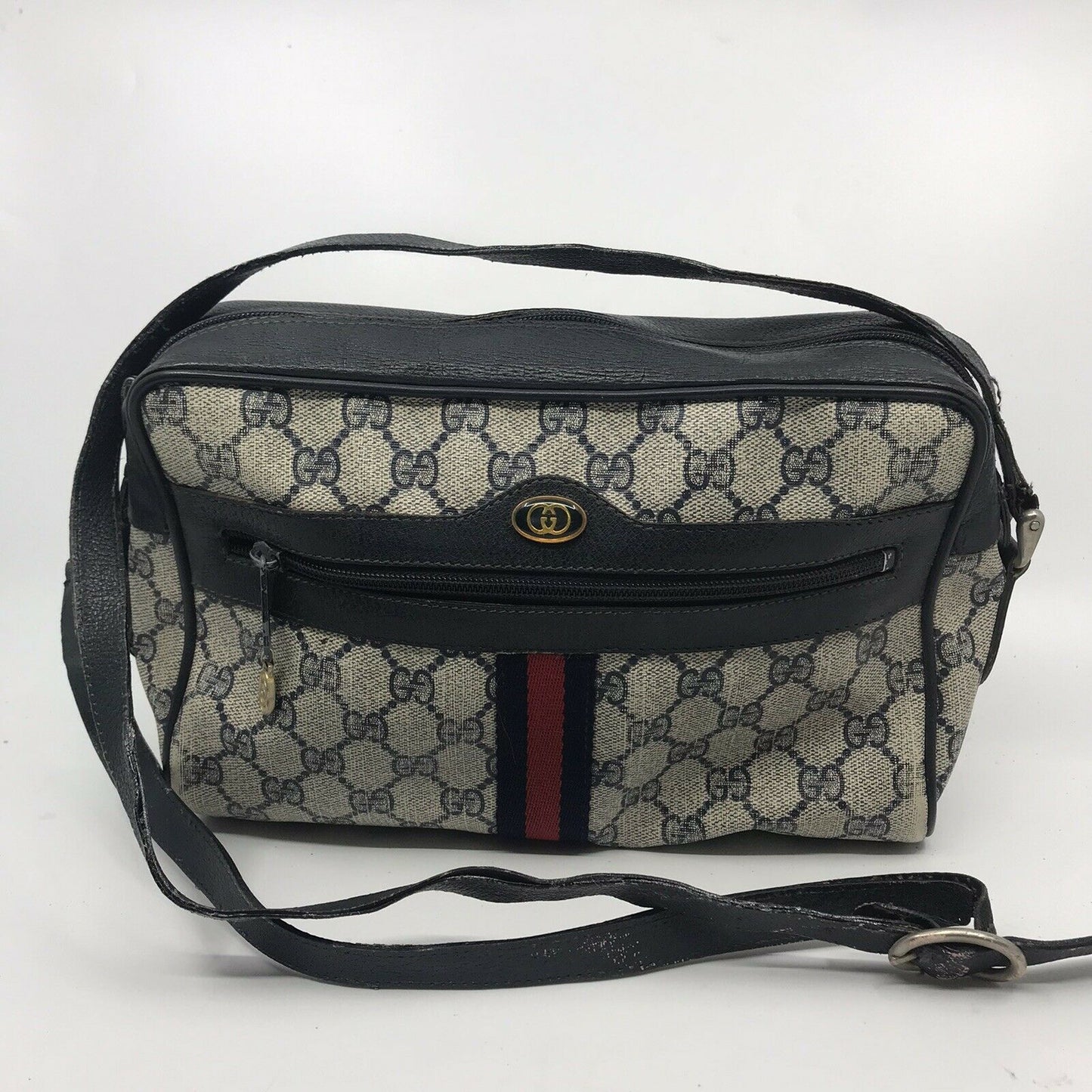 GUCCI Vintage Navy  Shoulder Bag All Over Signature