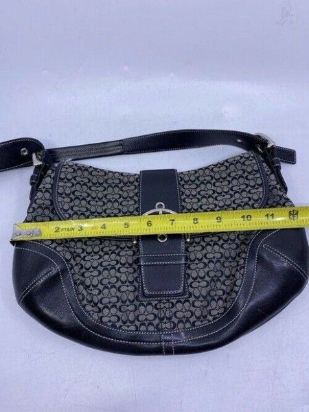 coach medium material black fabric shoulder bag