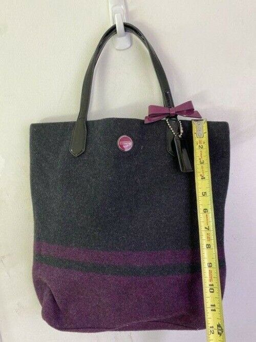 coach bag purple black fabric tote