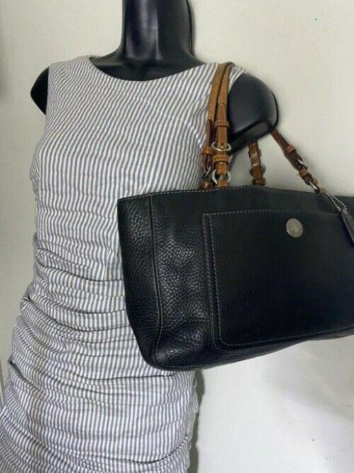 coach medium bag handbag navy leather shoulder bag
