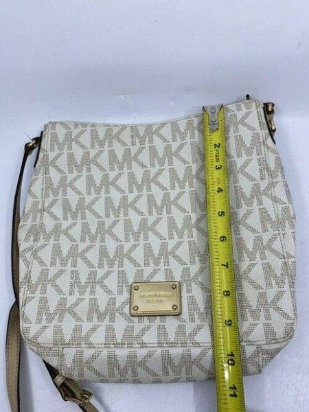 michael kors all over logo medium msrp black gray coated canvas cross body bag