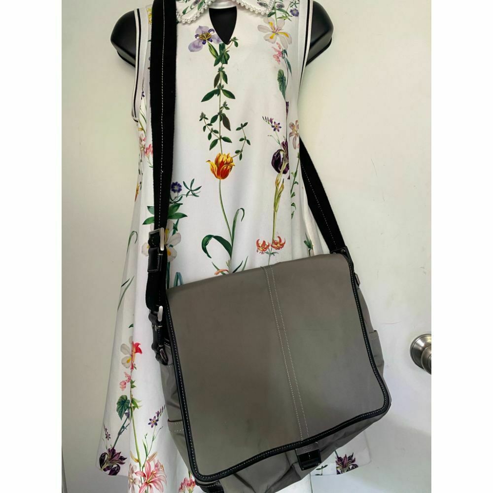 Coach Large Black Gray Nylon Messenger Bag