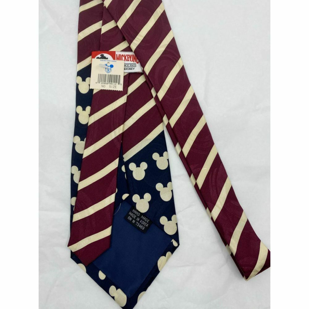 MICKEY MOUSE Disney Neck Tie Cream Blue Hand Made 100% Silk