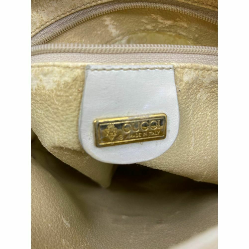 GUCCI White Canvas Signature Crossbody Bag