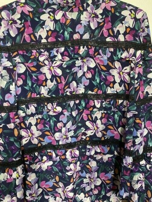 nicole miller multicolor new ls floral msrp sample small blouse