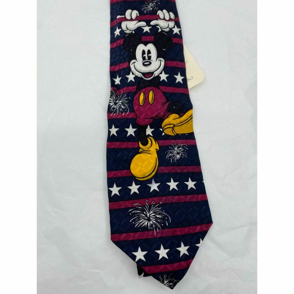 MICKEY MOUSE Disney Neck Tie Blue Purple White Hand Made 100% Silk