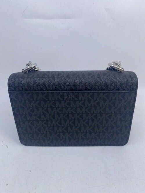Michael Kors New Ginny Medium Logo Black Coated Canvas Cross Body Bag