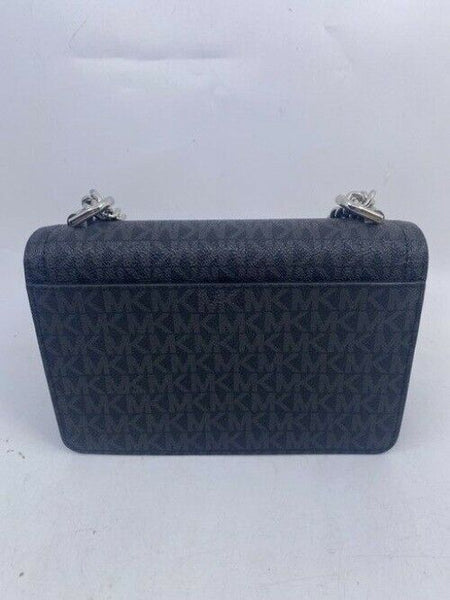 Michael Kors New Ginny Medium Logo Black Coated Canvas Cross Body Bag