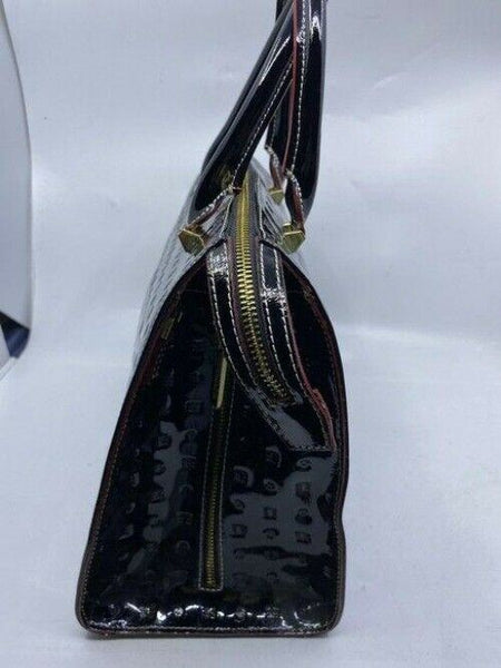 Arcadia Handbag Made In Italy Black Patent Leather Tote