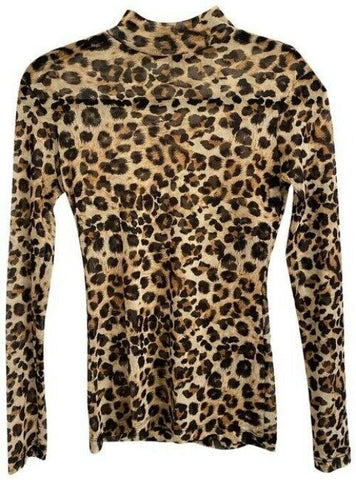 nicole miller brown beige black new mesh ls blouse