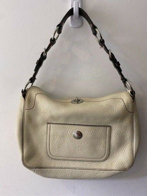 coach small handbag beige leather tote