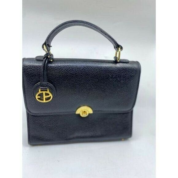 Evan Picone Black Vintage Leather Handbag
