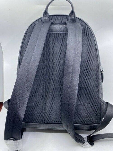 Michael Kors Hudson Crocodile Embossed And Logo Black Leather Backpack