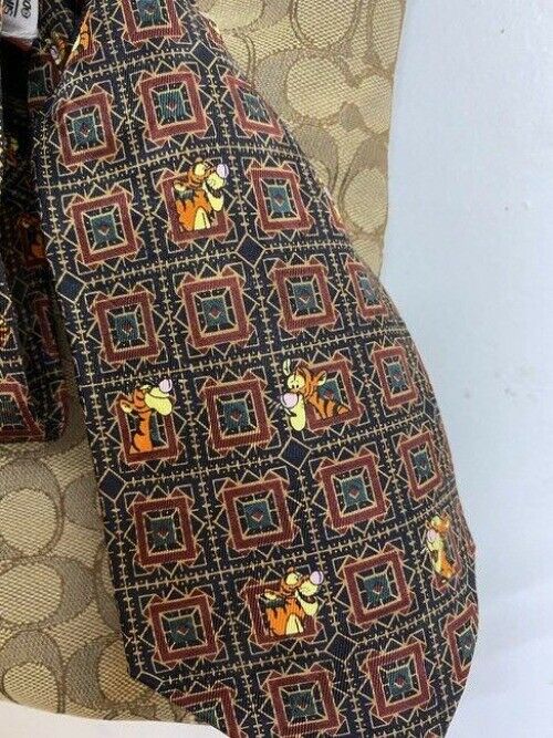 coach w all over logo w add on pooh beige brown jacquard fabric tote