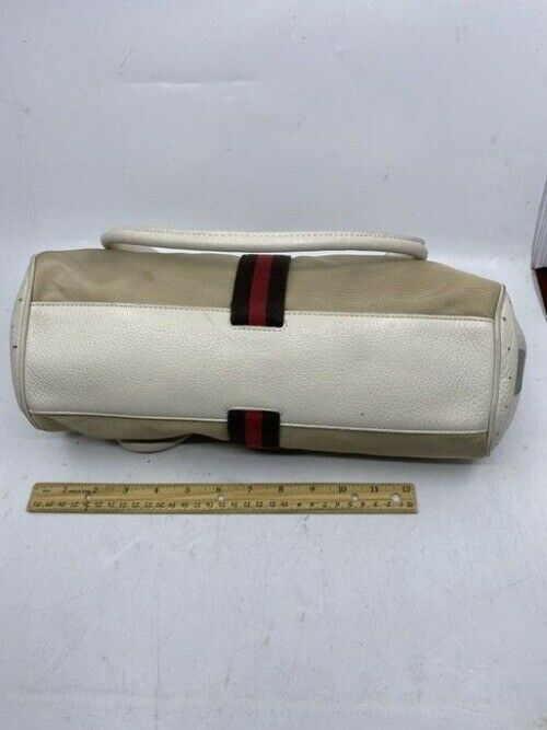 Cole Haan Courtney Vintage Roll Collection Beige Canvas Shoulder Bag