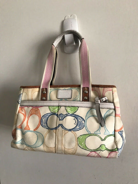 COACH Beige/multi-colored Canvas All Over Logo Handbag