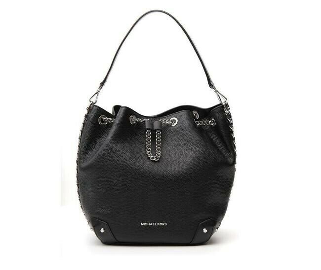 Michael Kors Bucket Alanis Medium Black Leather Shoulder Bag