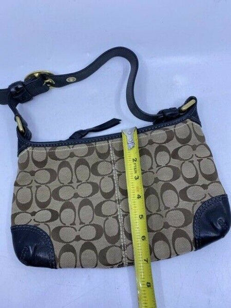 coach medium black beige fabric shoulder bag
