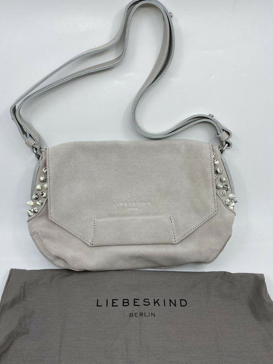 LIEBESKIND Grey Suede Leather Shoulder Bag