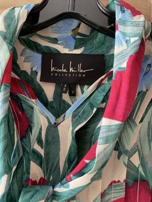 Nicole Miller multicolor floral tie front msrp smal blouse
