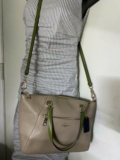 Coach prairie medium satchel tan leather cross body bag