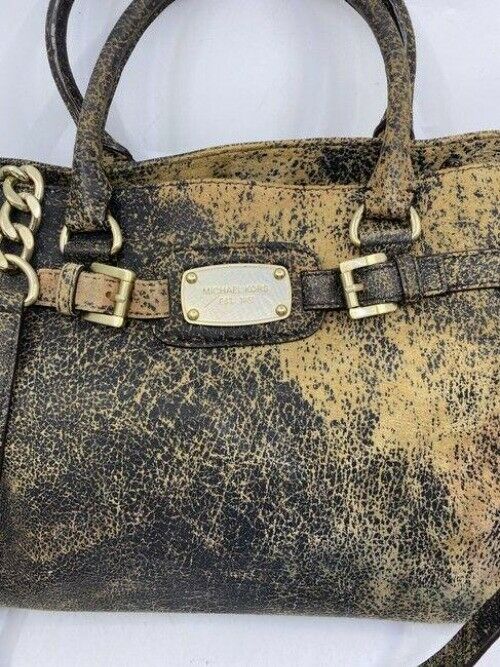 michael kors washed hamilton msrp black leather shoulder bag