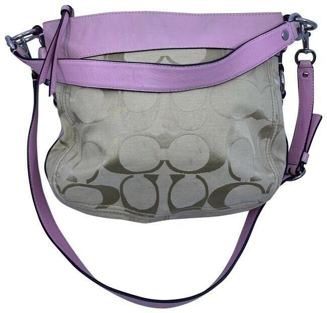 Coach Pink Beige Fabric Cross Body Bag