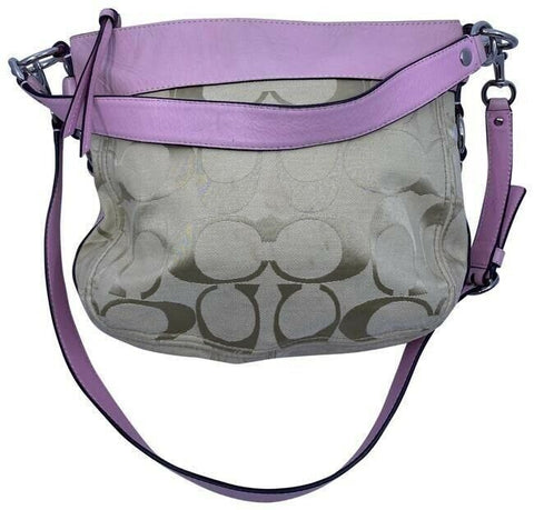 Coach Pink Beige Fabric Cross Body Bag