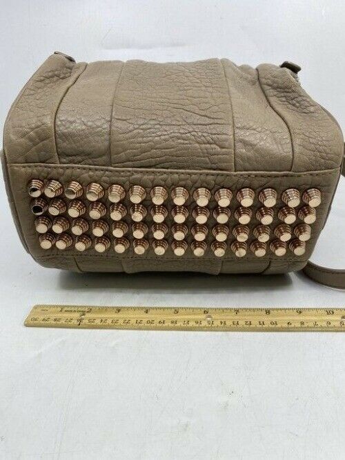 Alexander Wang Pebbled Rockie Latte Rose Gold Hardware Beige Lambskin Leather Cr