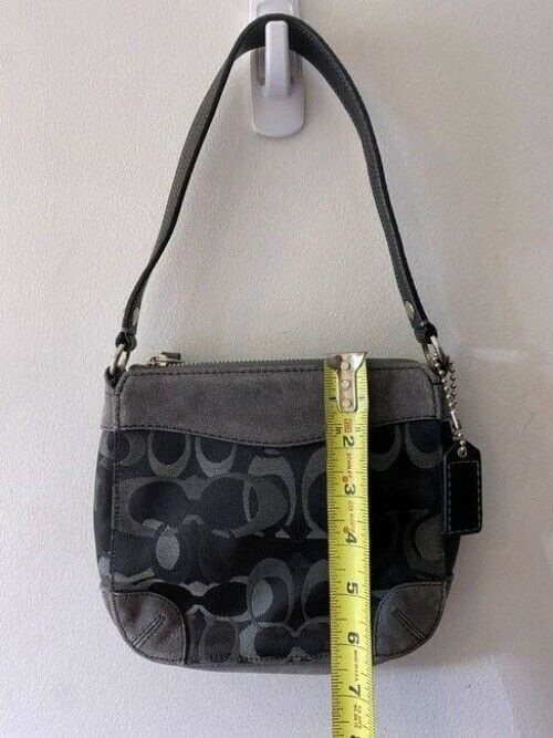 coach mini bag black gray fabric tote